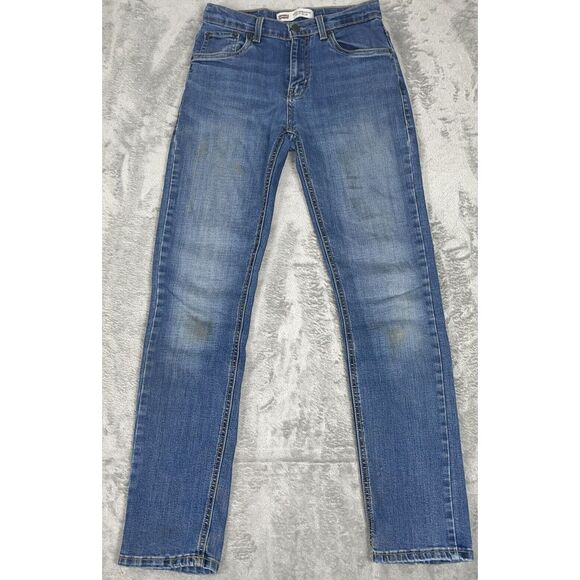 Levis Youth Jeans 28x30 511 Slim Straight American Stretch Denim Distressed 16 R - Picture 1 of 11